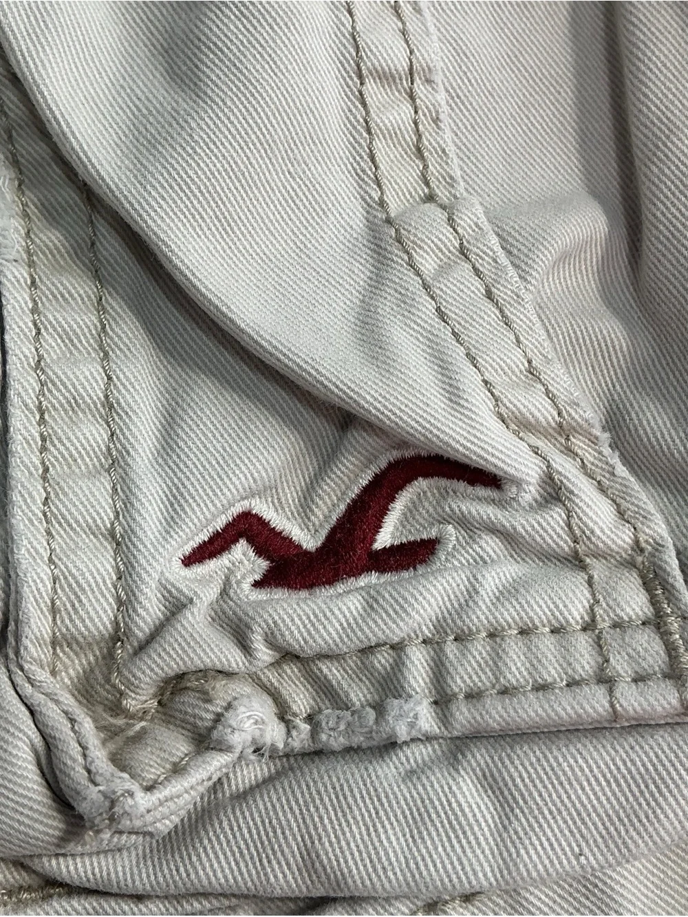 Hollister Beige Button Fly Khaki Cargo Utility Shorts